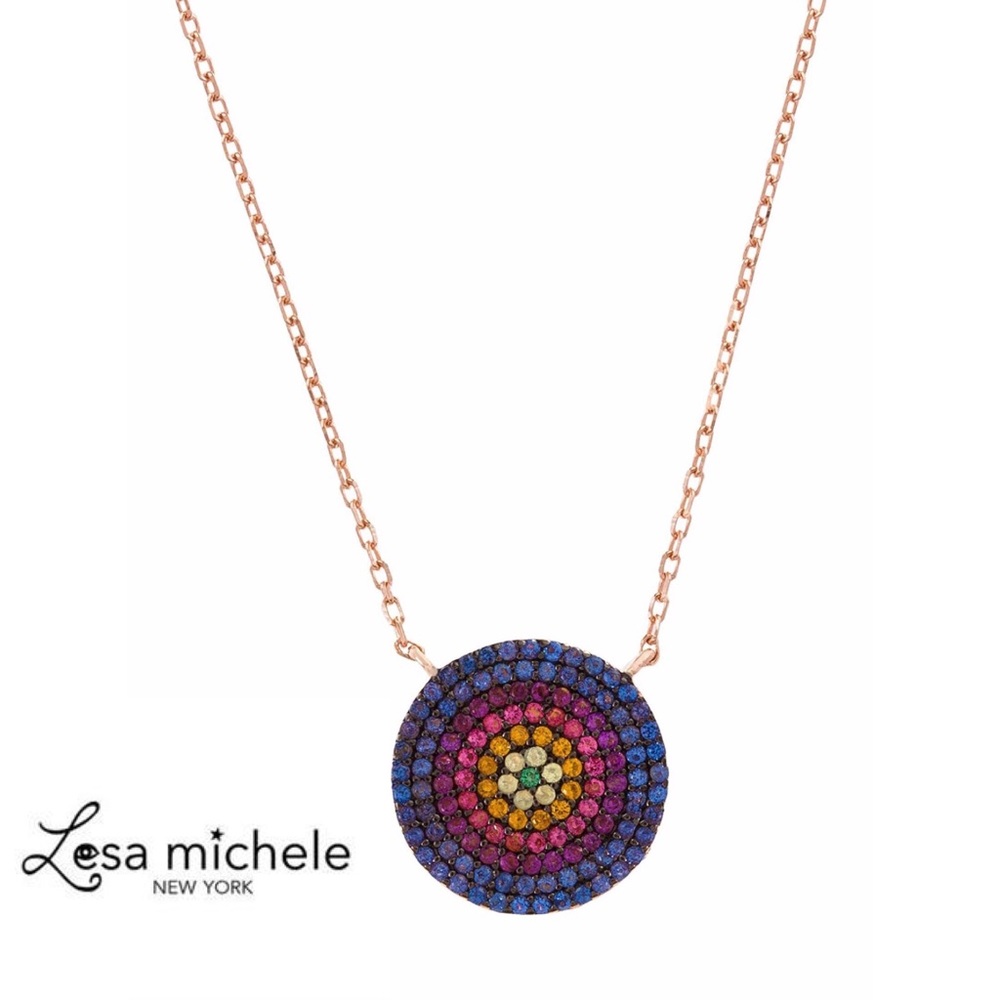 🆕Lesa Michele 18K Rose Gold Plated SS CZ Evil Eye